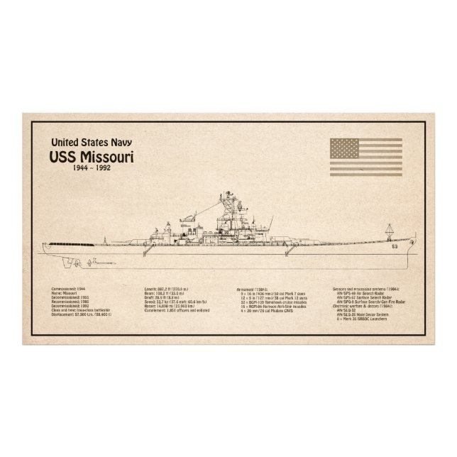 Foto USS Missouri - Planes de trazado de buques SD (Frente)