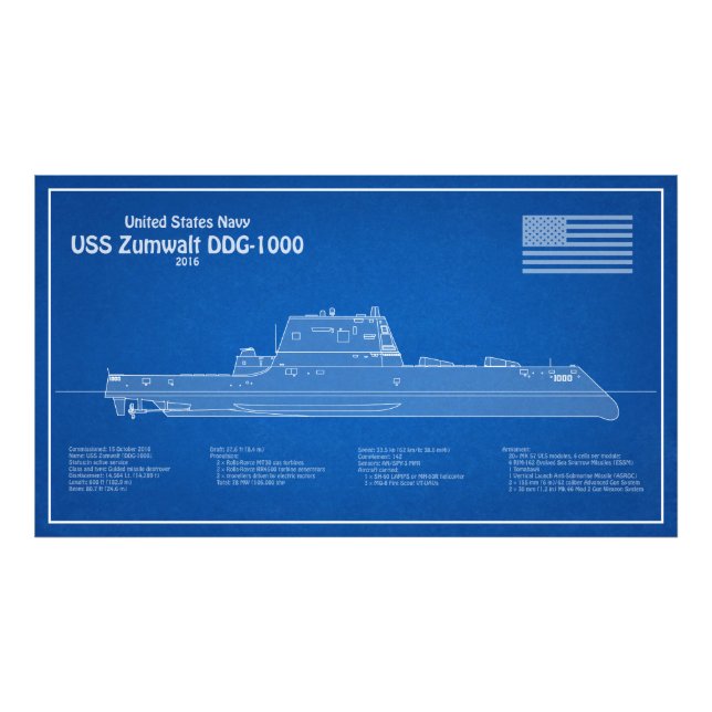 Foto USS Zumwalt - Planes de trazado de buques ABD (Frente)