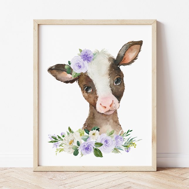 Foto Vaca, Animales Agrícolas, Flores Púrpura, Género N (Subido por el creador)
