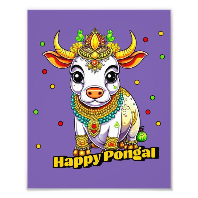 Foto Vaca decorada en Kawaii Pongal (Frente)