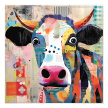 Vaca juguetona, collage artístico y ecléctico