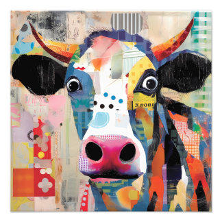Foto Vaca juguetona, collage artístico y ecléctico