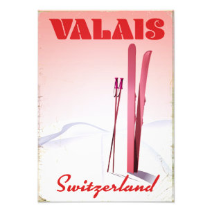 Foto valais Suiza poster de esquí de estilo vintage