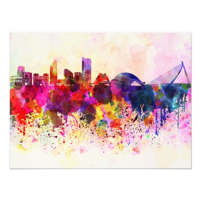 Foto Valencia skyline in watercolor background (Frente)