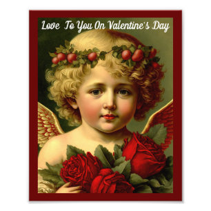 Foto Valentine Angel con Poster de Rosas
