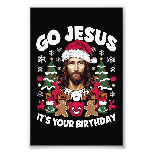 Foto Vamos Jesús Es Tu Cumpleaños Suéter Feo De Navidad (Frente)