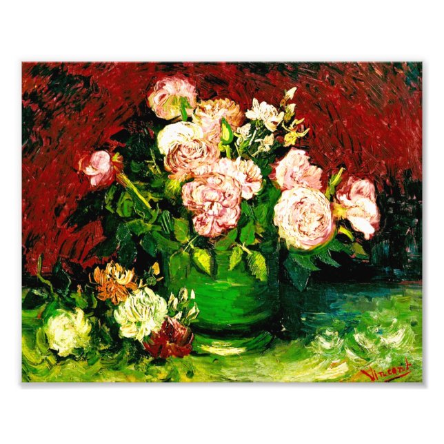 Foto Van Gogh Bowl con peoneses y Rosas (Frente)