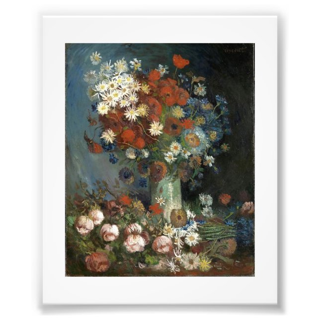 Foto Van Gogh con flores y Rosas praderas (Frente)