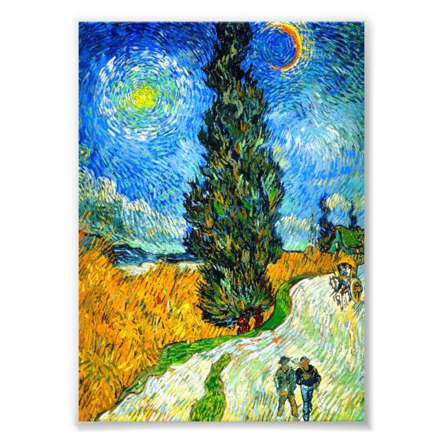 Foto Van Gogh Road con Cypress y Star (Frente)