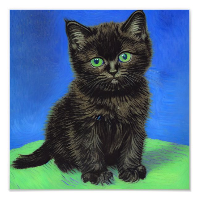 Foto Van Gogh Style Black Kitten (Frente)