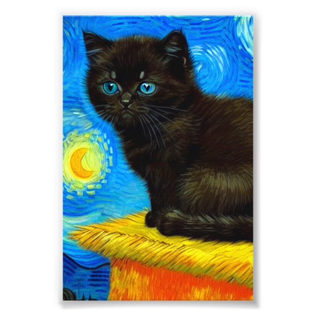 Foto Van Gogh Style Starry Night Cat (Frente)