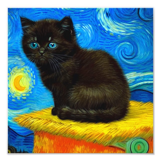 Foto Van Gogh Style Starry Night Cat (Frente)