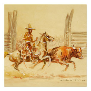 Foto Vaquero y toro por Edward Borein