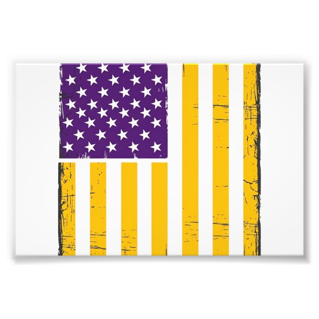 Foto Vector de bandera estadounidense morada y dorada c (Frente)