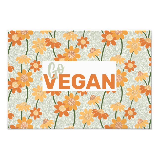 Foto ¡Vegan! Flores retro de los años 70 apagadas (Frente)