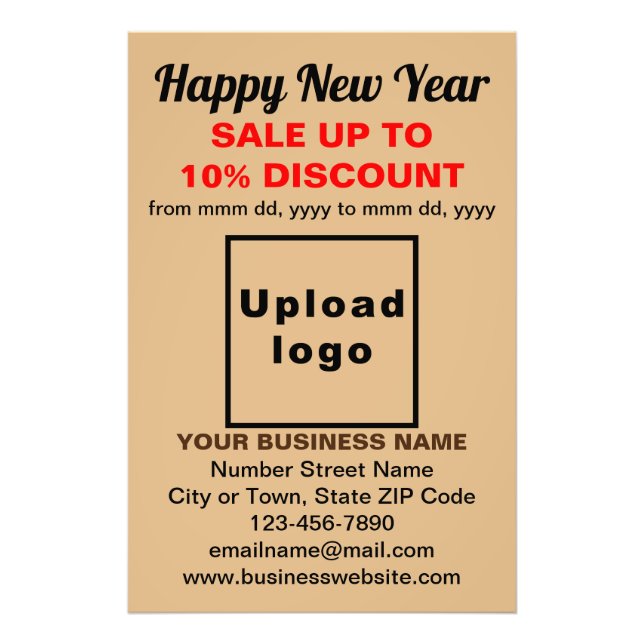 Foto Venta de año nuevo en papel fotográfico marrón cla (Frente)