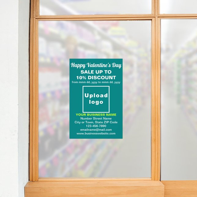 Foto Venta de Business Valentine en Libro Verde Verde a (Business Valentine sale on teal green photo paper. Signage to attract more customers.)