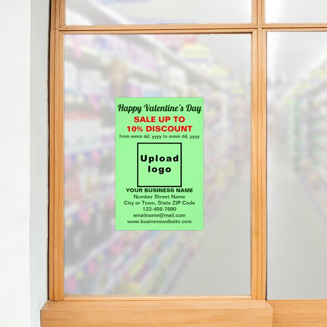 Foto Venta de Business Valentine en papel fotográfico v (Business Valentine sale on light green photo paper. Signage to attract more customers.)