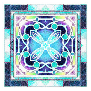 Foto Ventana de Catedral de Vidrio Emplomado en Azul Ma