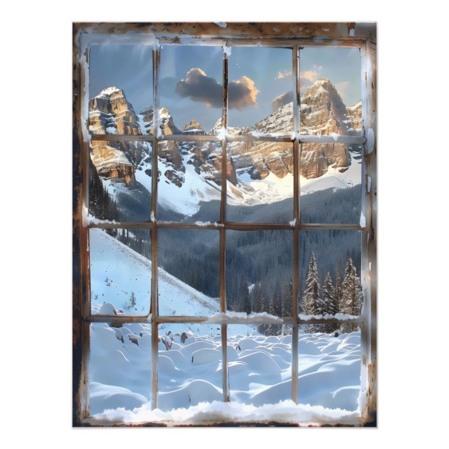 Foto Ventana Ver Invierno en Montañas (Frente)