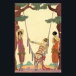 Foto Verano en Francia Art Deco<br><div class="desc">Verano en Francia, huella Art Déco. Ilustracion Georges Barbier Art Deco. El ilustrador francés Georges Barbier pintó algunos de los ilustraciones más bonitos y encantadores de la época del art decó. Summer es una de sus pinturas de temporada con tres jóvenes bonitos sentadas en un parque de París. Uno se...</div>