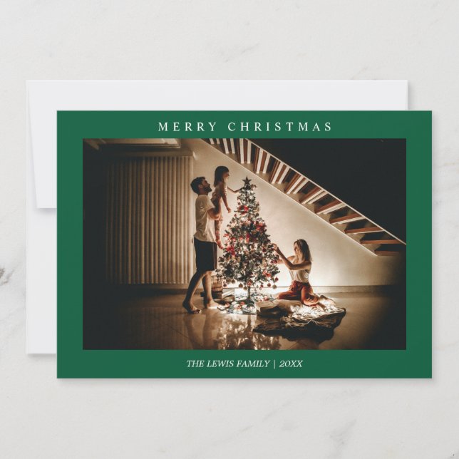 Foto verde de Feliz Navidad minimalista (Anverso)