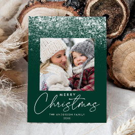 Foto verde de Navidad alegre con ventisca