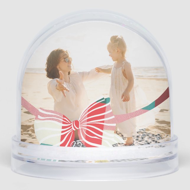 Foto Verde y Rojo Enmarañado Con Navidades Bow (Anverso)