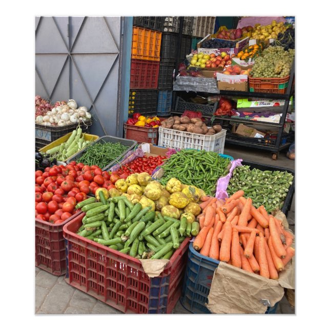 Foto Verduras frescas en el mercado -Marrakech, Marruec (Frente)