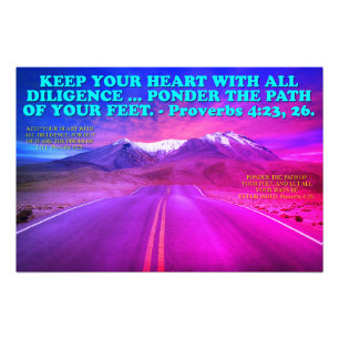 Foto Verso de la Biblia de los proverbios 4:23, 26.