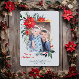 Foto vertical de marco dorado de Poinsettia de col