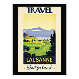 Foto Viaje en Lausana, afiche de la época de Suiza,