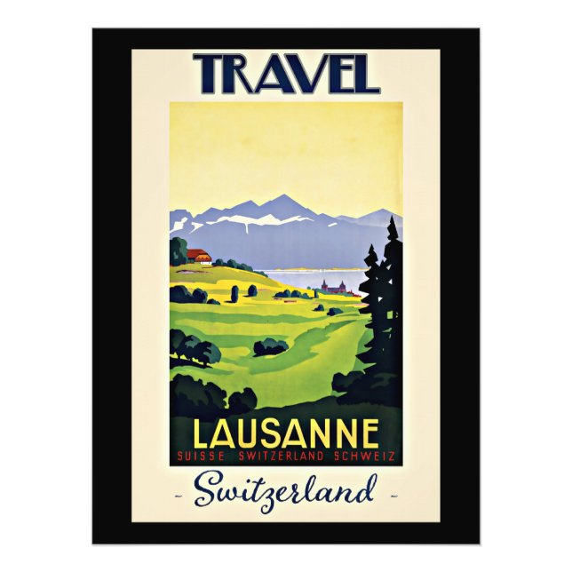 Foto Viaje en Lausana, afiche de la época de Suiza, (Frente)