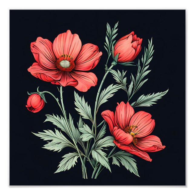 Foto Vibrant Floral Art Print (Frente)