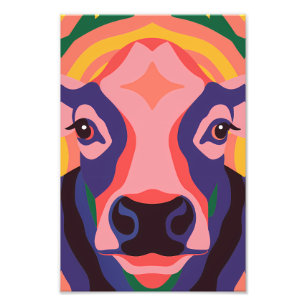 Foto Vibrant Pop Art Cow Face Portrait