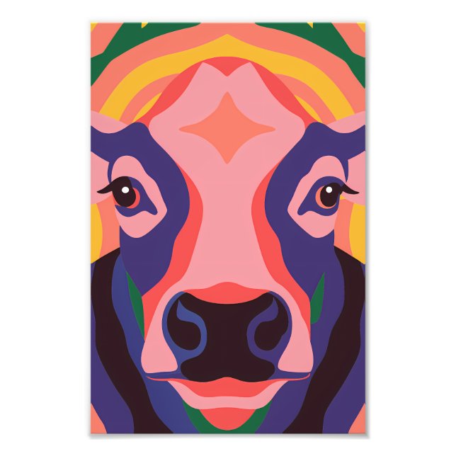Foto Vibrant Pop Art Cow Face Portrait (Frente)