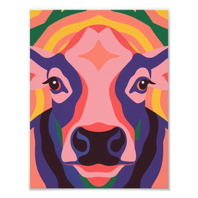 Foto Vibrant Pop Art Cow Face Portrait (Frente)