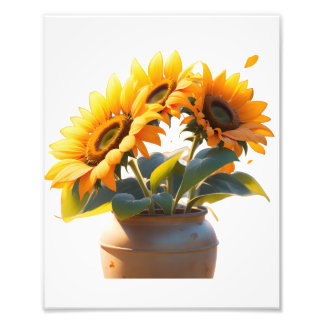 Foto Vibrant Sunflowers in a Rustic Pot