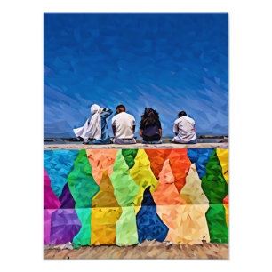Foto Vibrante arte callejero con un grupo de amigos