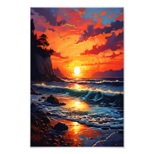 Foto Vibrante atardecer oceánico - Arte costero