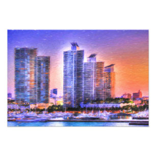 Foto Vibrante Miami Skyline Sunrise