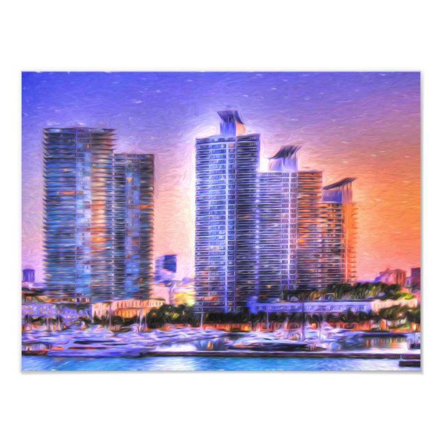 Foto Vibrante Miami Skyline Sunrise (Frente)