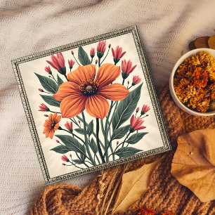 Foto Vibrante Naranja Floral Bouquet Art Imprimir