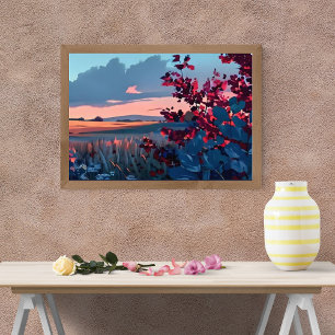 Foto Vibrante paisaje de campo de atardecer