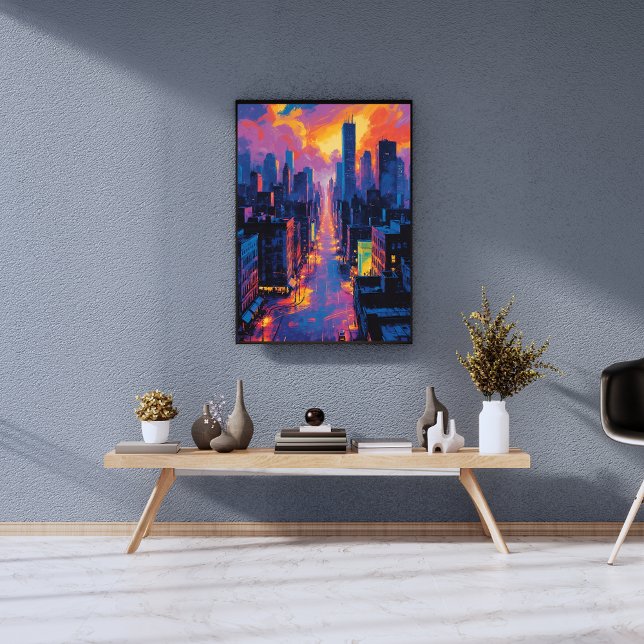Foto Vibrante paisaje urbano en Sunset Neon Lights Digi (Subido por el creador)
