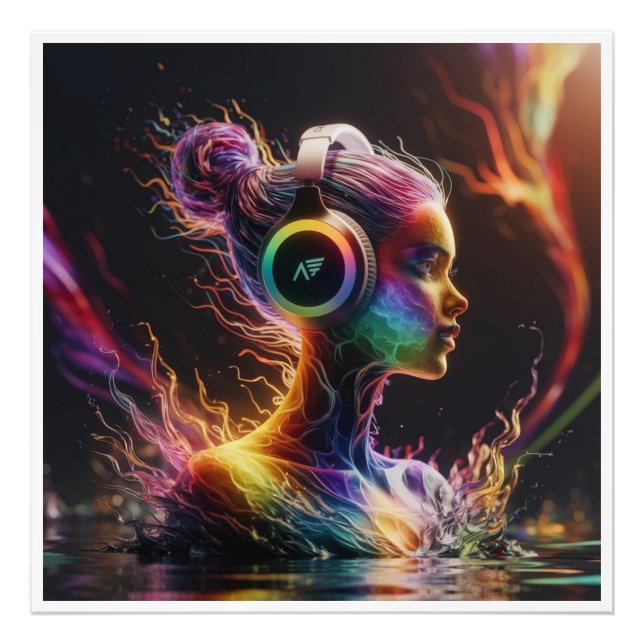 Foto Vibrante pintura de agua 3D con patrones de rotaci (Frente)