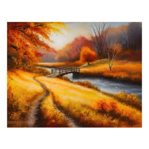 Foto Vibrante pintura de bosques otoñales - Paisaje oto
