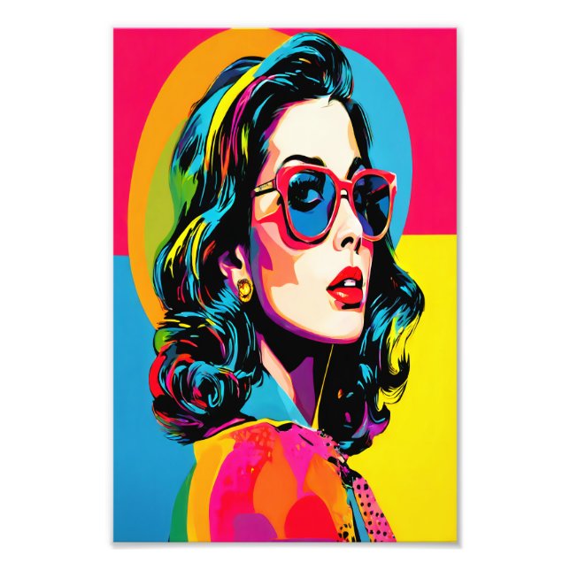 Foto Vibrante Pop Art Mujer Retro Moda Decoración Pared (Frente)