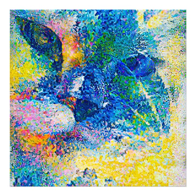 Foto Vibrante Resumen de la impresión del arte del gato (Frente)