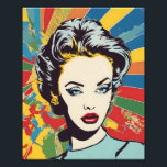 Foto Vibrante retrato pop femenino<br><div class="desc">Esta atractiva obra de arte es un ejemplo vibrante de arte pop moderno, que combina estética retro con esquemas de colores audaces y contemporáneos. La impresión de ampliación de fotos generada por IA muestra un retrato sorprendente de una mujer, que recuerda al arte pop clásico de los años 60, ambientado...</div>